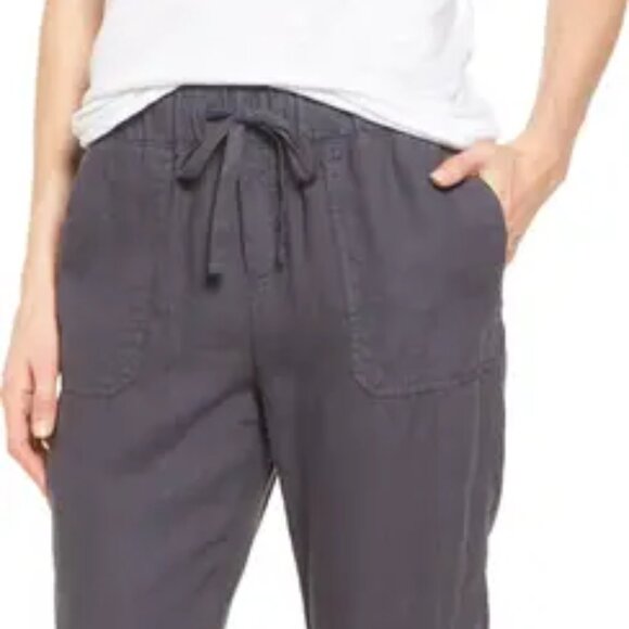 Caslon Womens Large 100% Linen Charcoal Jogger Adjustable Drawstring Pants - Picture 1 of 7
